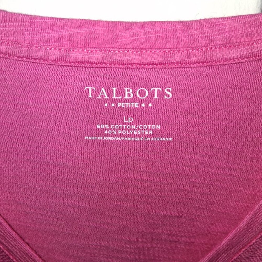 Talbots Cotton Blend Slub Knit Short Sleeve Tee NWT Sz LP Pink - Picture 2 of 4